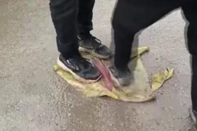 Suriye'nin Tabka kentinde teröristlerin afişleri parçalandı