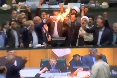 İran'da vekiller parlamentoda ABD bayrağı yaktı