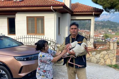 Bitkin düşen leylek, tedaviye alındı