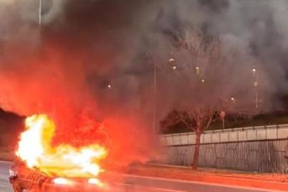 Eskişehir-Ankara karayolunda LPG tankı patlayan otomobil alev topuna döndü