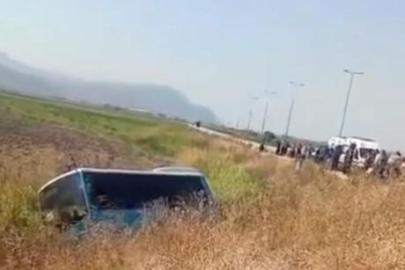 Halk otobüsü tarlaya uçtu: 1 yaralı